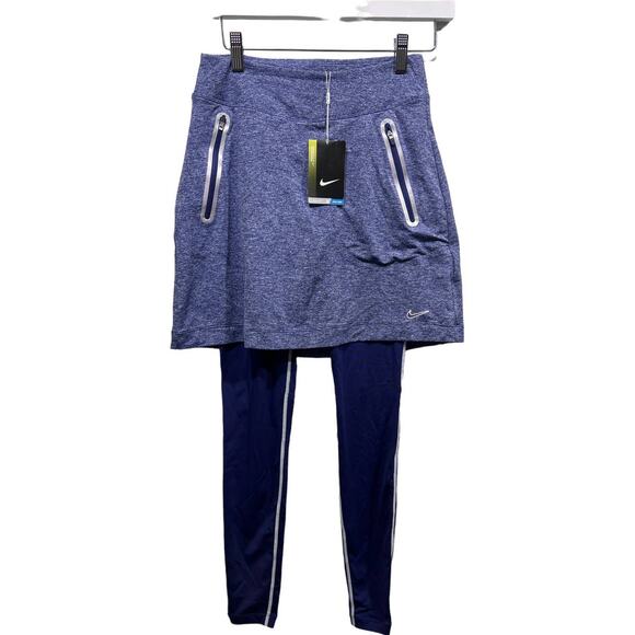 New Nike Dri Fit Skort Skapri Capri Leggings XS Womens NWT Purple MSRP $100 - Picture 1 of 13